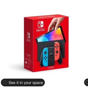 Nintendo switch OLED model with Neon red and Neon blue Joy- Con
